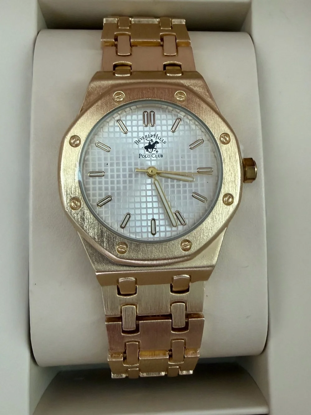 Beverly Hills Polo Club Men's Gold and White Bracelet Watch. Unisex